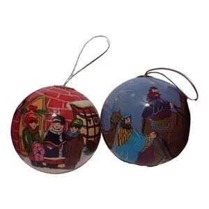 Libien set of 2 ball ornaments colorful